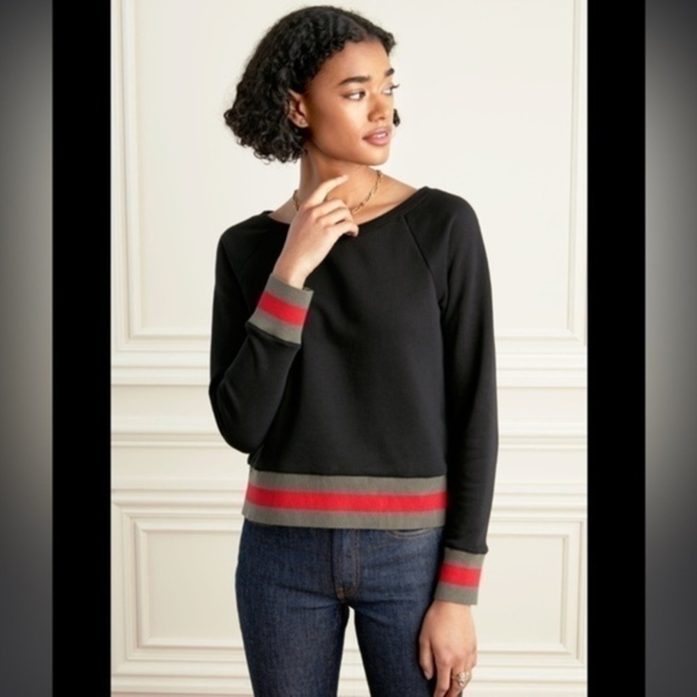 Stella & Dot 2 in 1 Striped Pullover Black
